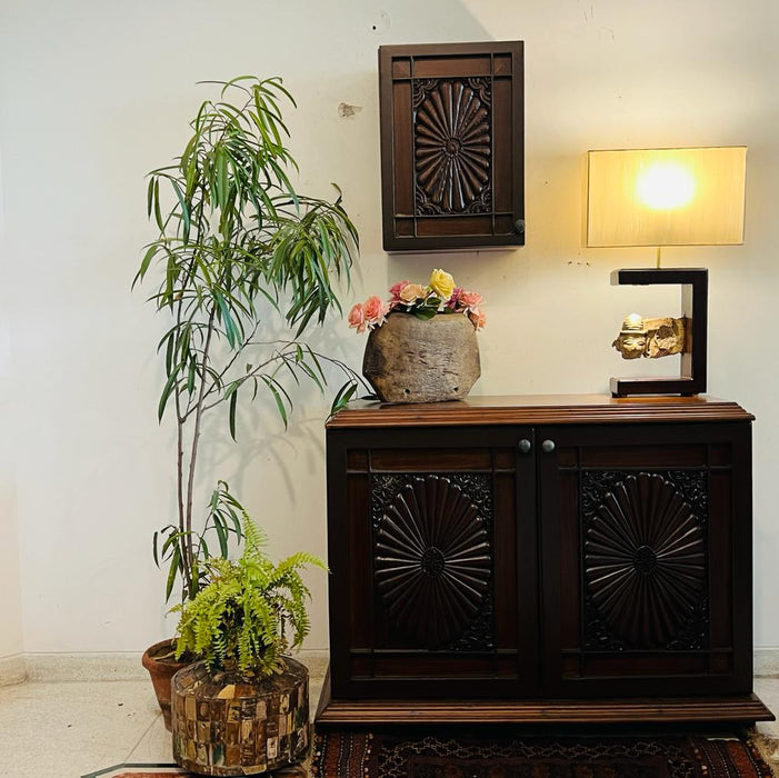 Shiza : Wooden Cabinet with Teak Wood Panels