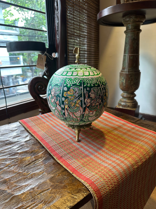 Dashavatar Hand Painted Globe - Green