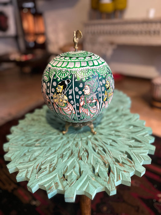 Dashavatar Hand Painted Globe - Green