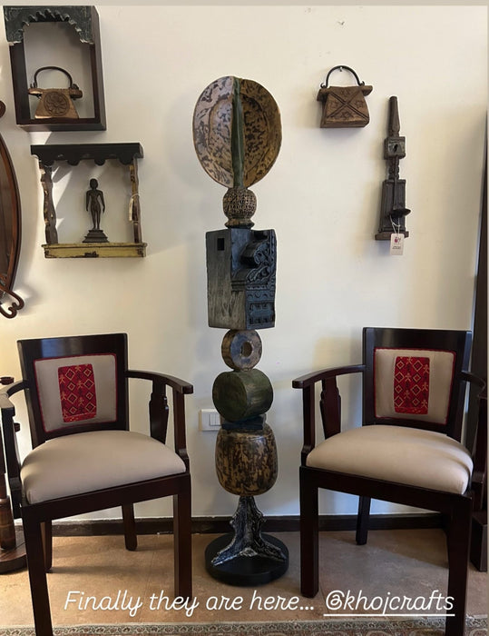 Art Deco Teak Wood Chair - Upholstered ( Each)