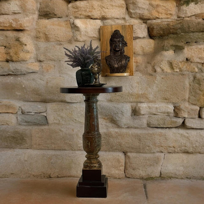 Column, Wooden Pedestal with Distressed Finish : Ruhana 15