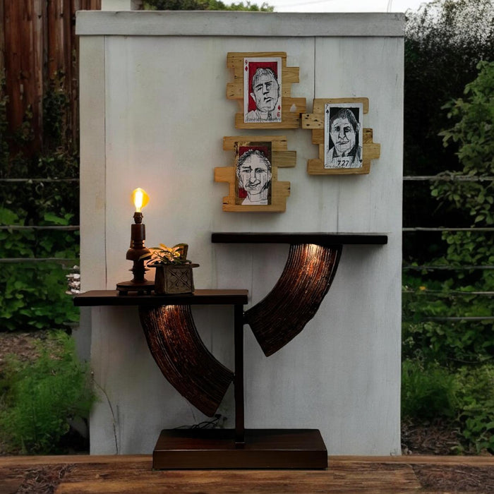 Kavya 1 : Wooden, 2 Level Console with vintage Arches ( 4.5 feet wide)