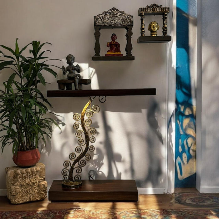 Kavya 3 : Wrought Iron console with Brass Finish ( 3 feet)