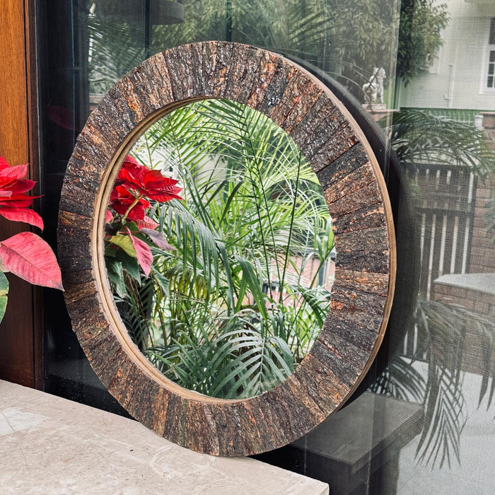 Raw Wood Circular Mirror : Aaina 34
