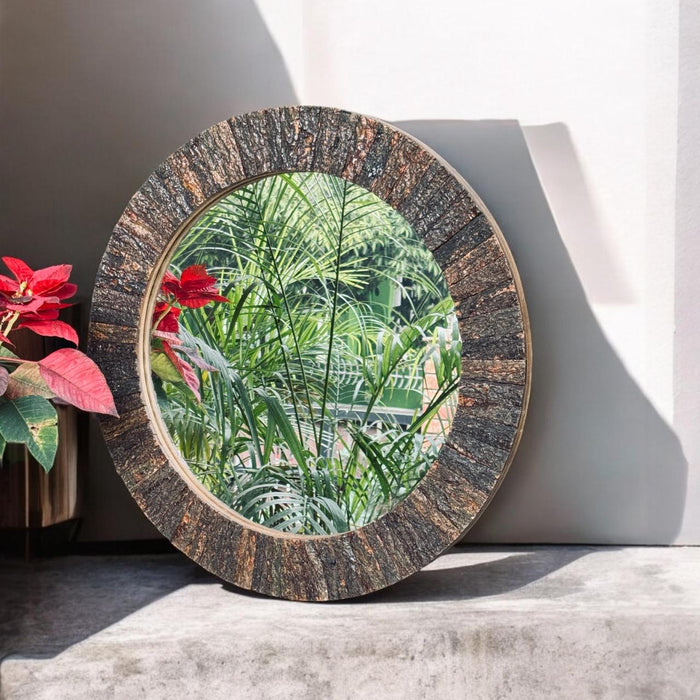 Raw Wood Circular Mirror : Aaina 34