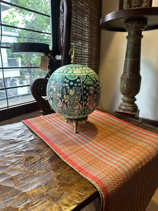 Dashavatar Hand Painted Globe - Green