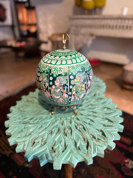 Dashavatar Hand Painted Globe - Green