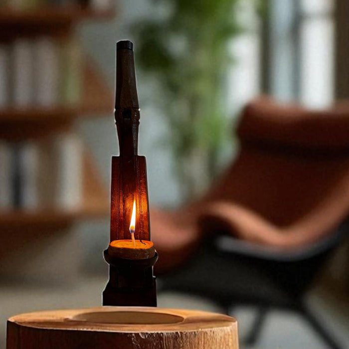 Wood Metal Diya Stand