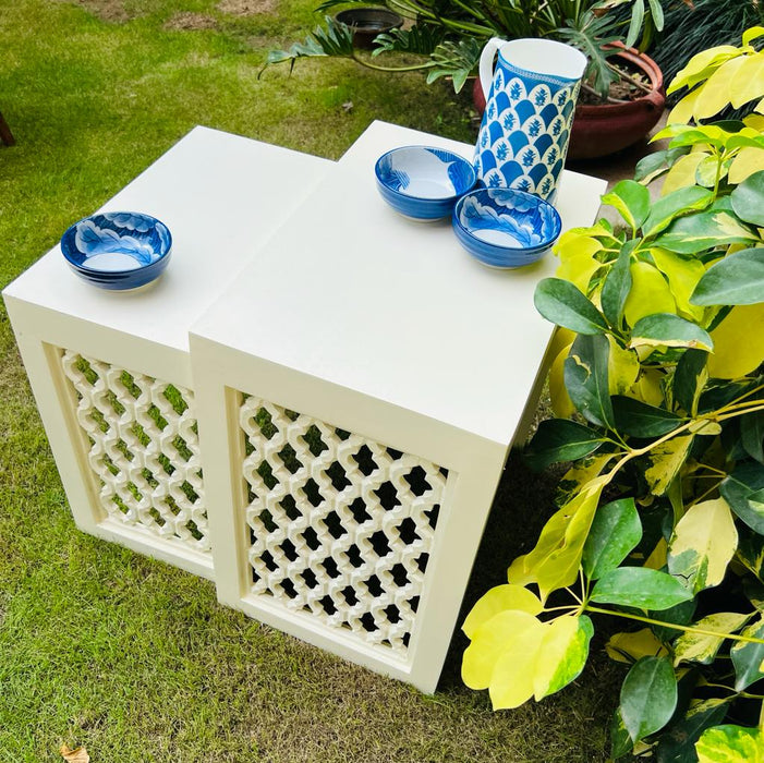 Aaima 8 : Nest of 2 Side Tables Pristine white