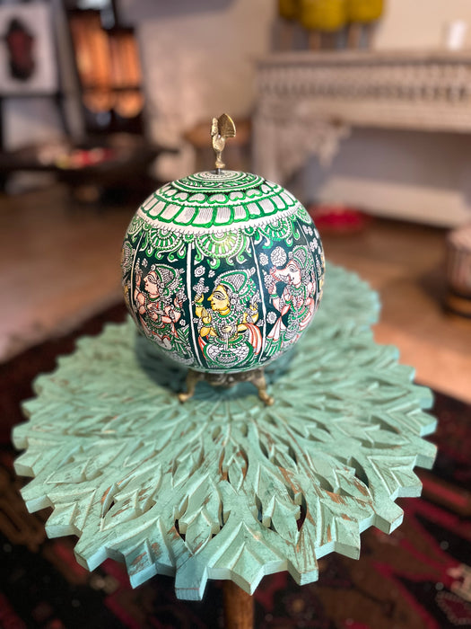 Dashavatar Hand Painted Globe - Green