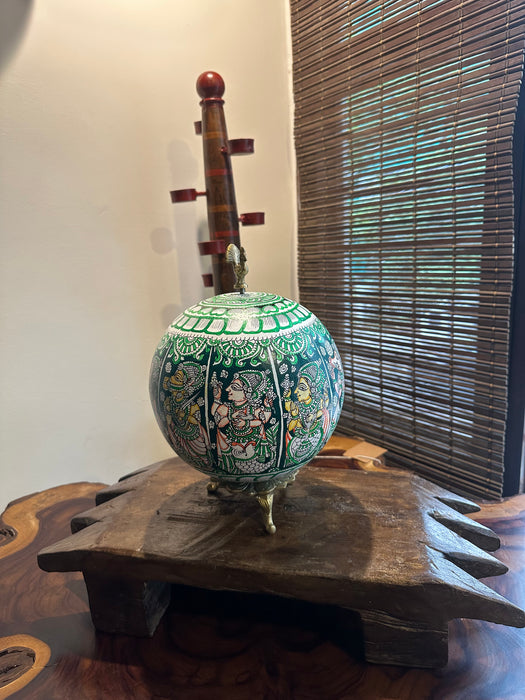 Dashavatar Hand Painted Globe - Green