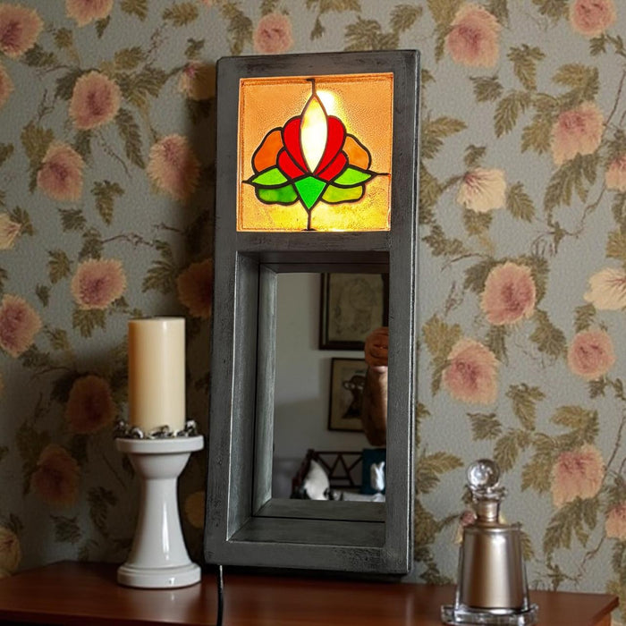 Small Stained Glass Mirror – Backlit Elegance :Aaina 11