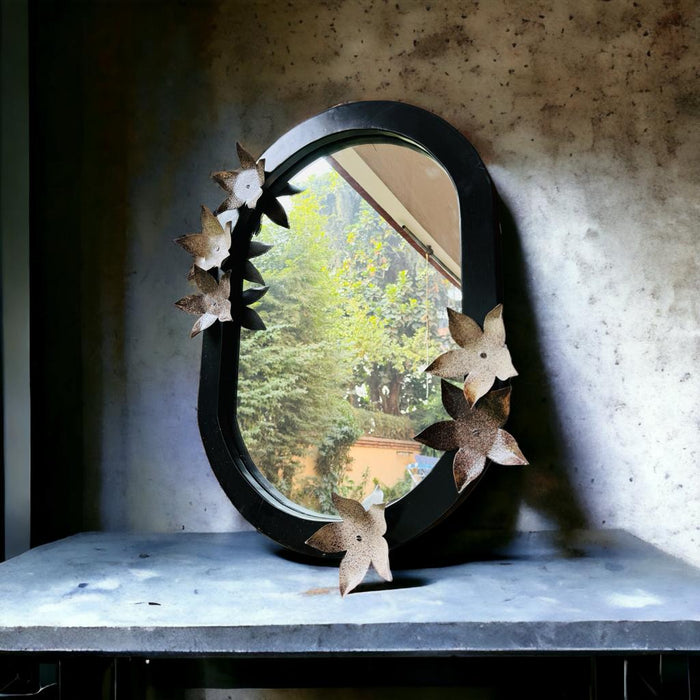 Floral mirror with Metal Flowers : Aaina 12