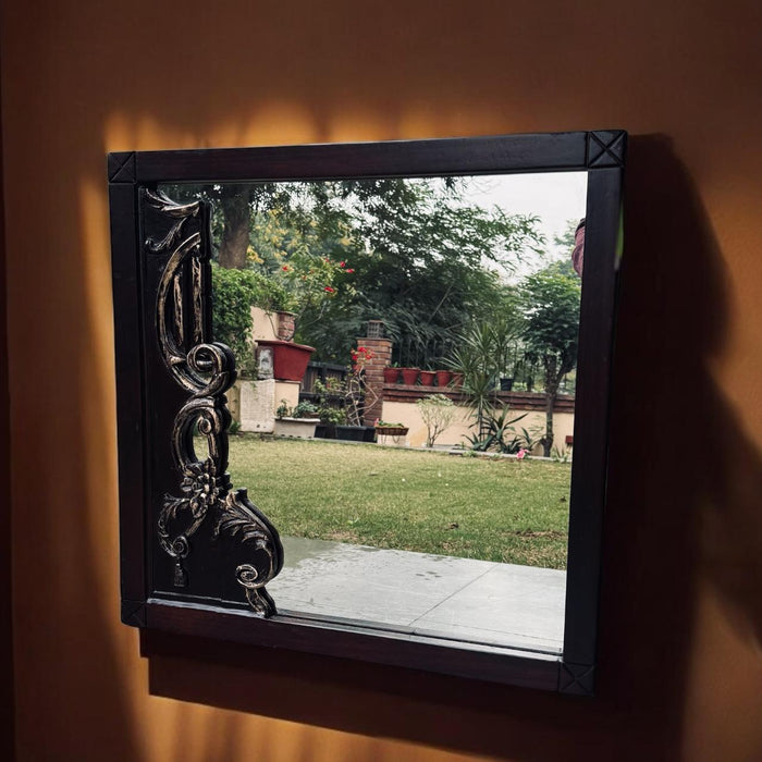 CArved Diagonal Panel Wooden mirror : Aaina 27