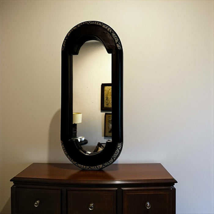 Oval Mirror with Carved Panels – Timeless Charm : Aaina 17