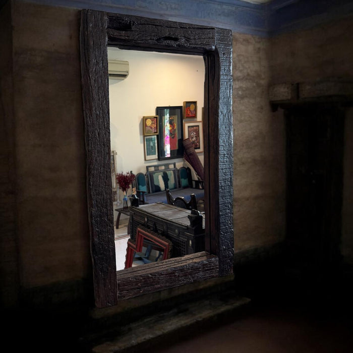 Raw wood mirror : Aaina 5
