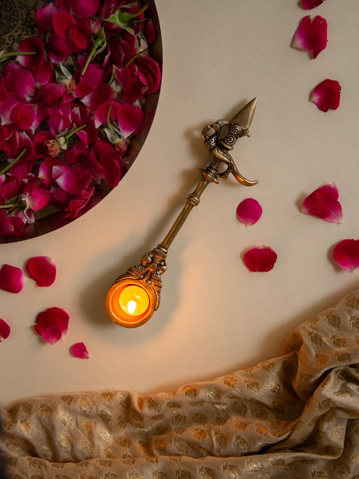 Brass Dancing Peacock Pooja Spoon