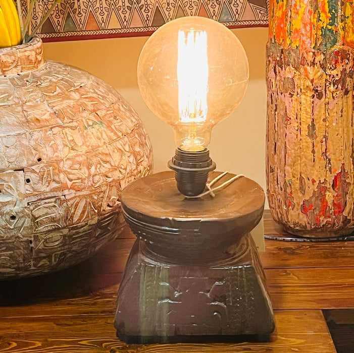 Retro Style Wooden  Decorative Table Lamp with Filament Bulb