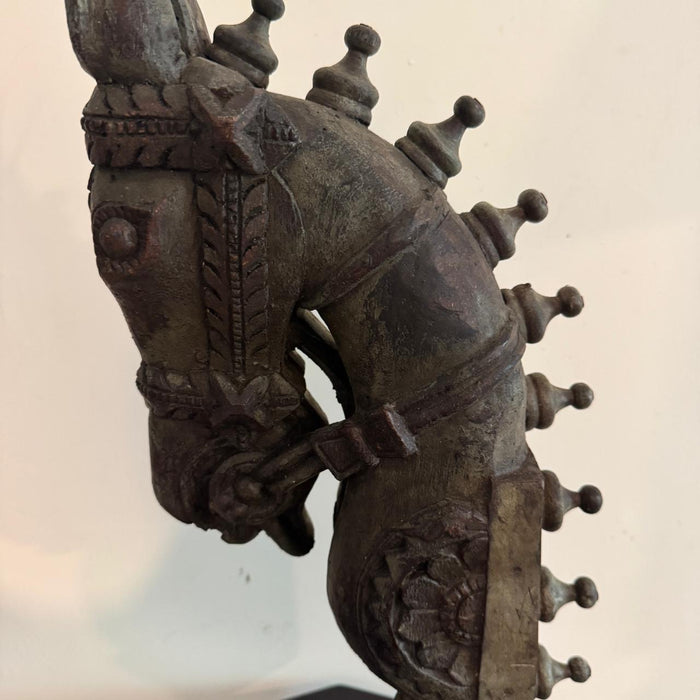Chetak : Wooden resin horse head mounted on stand