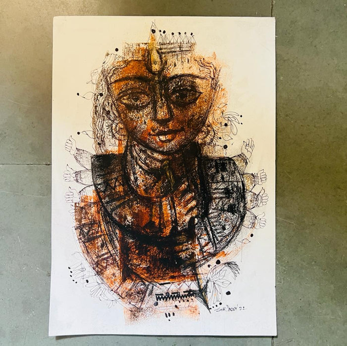 Devi 1 : Original Art  Painting with Authority Certificate