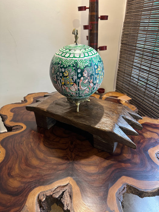 Dashavatar Hand Painted Globe - Green