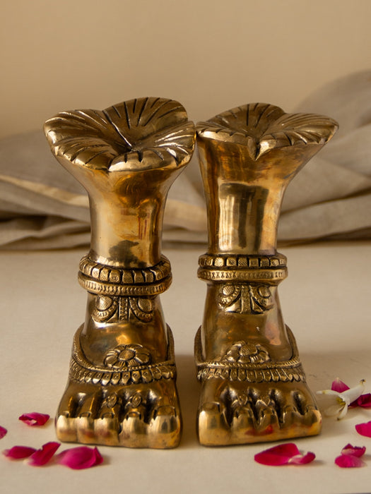 Goddess Lakshmi Brass Charan Paduka