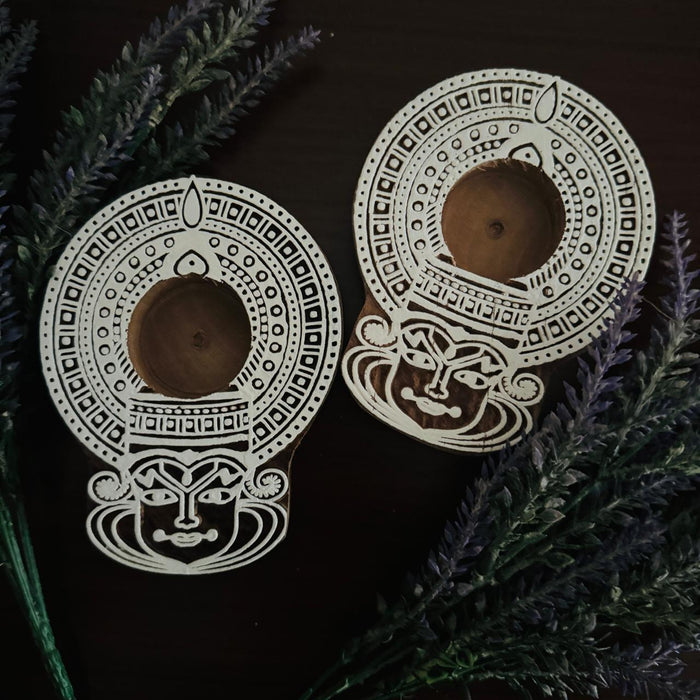 Kathkali dancer face diyas ( Set of two) : Jyot 2