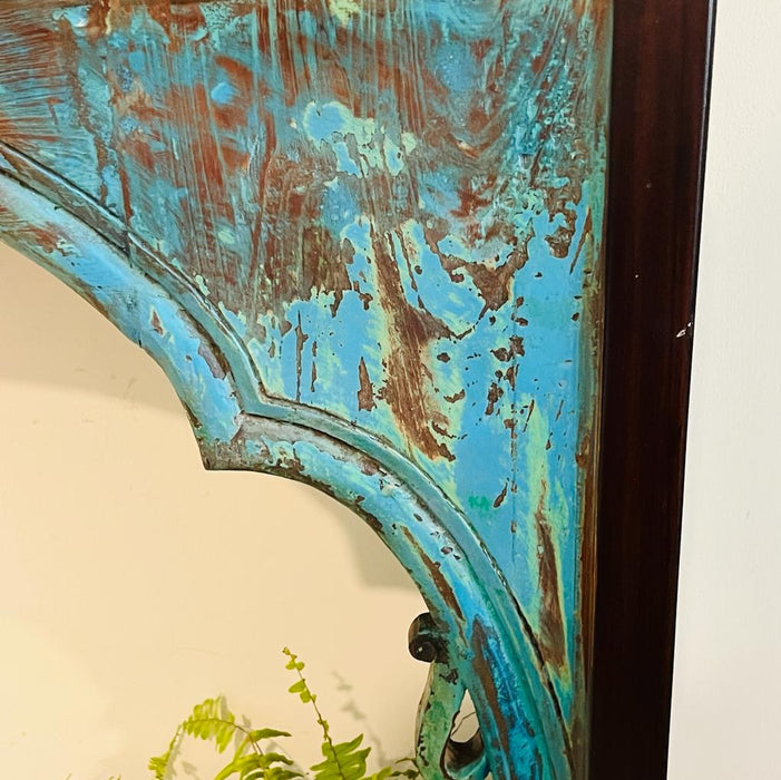 Console with Arched Panel in a turquoise distressed shade : Kavya 8
