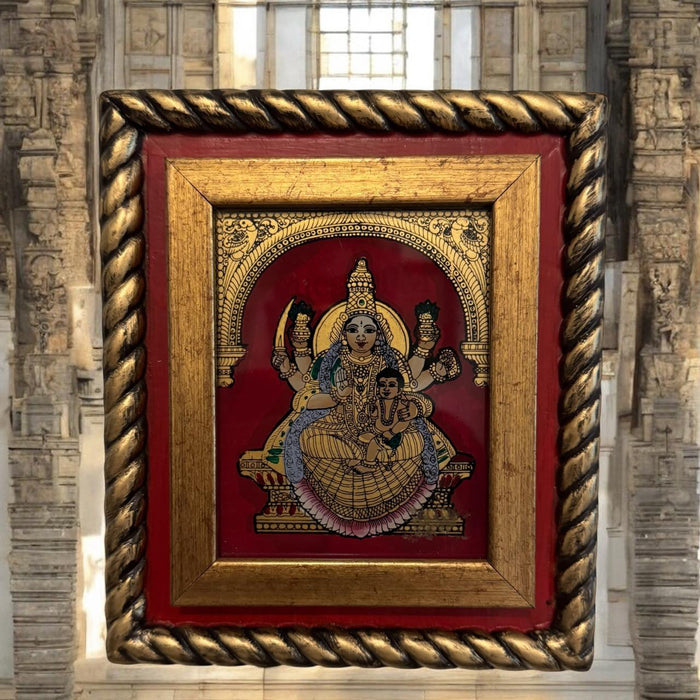 Wooden framed glass Tanjore : Lakshmi 2