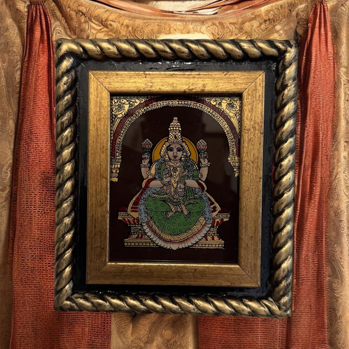 Wooden framed glass Tanjore : Lakshmi 3