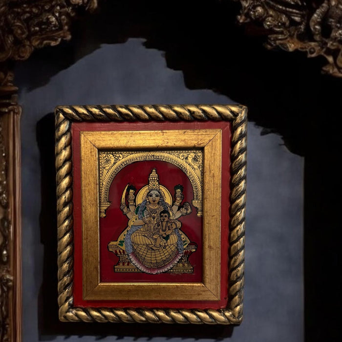 Wooden framed glass Tanjore : Lakshmi 4