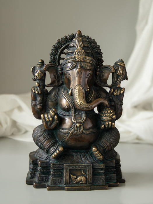 Chaturbhuja Lord Ganesh Brass Idol