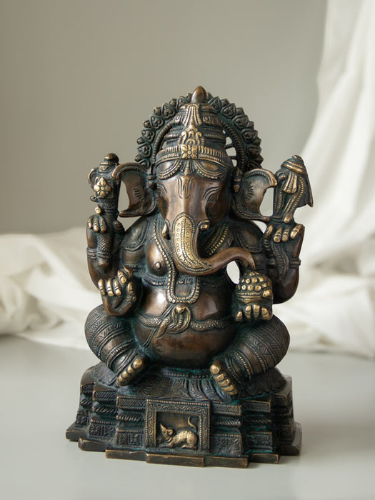 Chaturbhuja Lord Ganesh Brass Idol