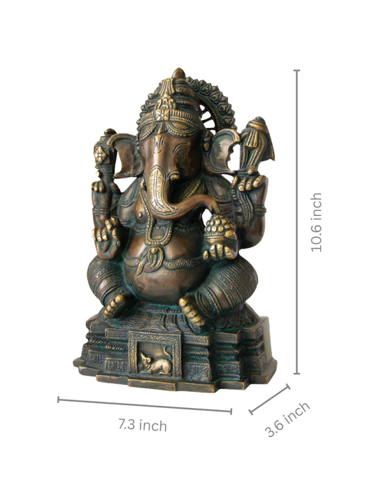 Chaturbhuja Lord Ganesh Brass Idol