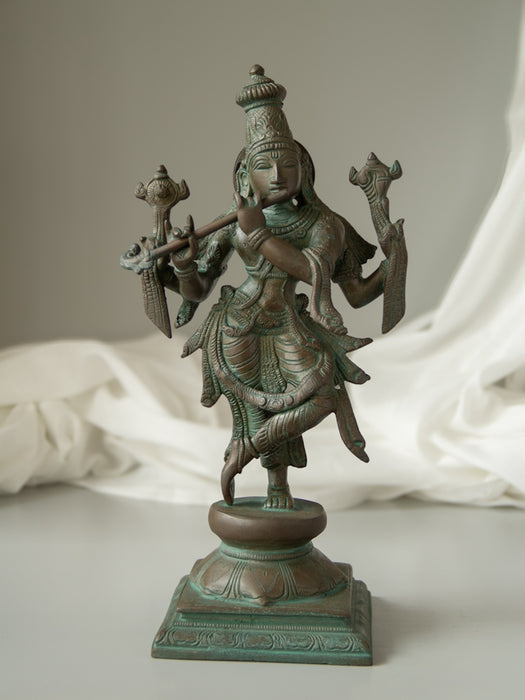 Bhagawan Vishnu as Tribhanga Krishna Brass Idol