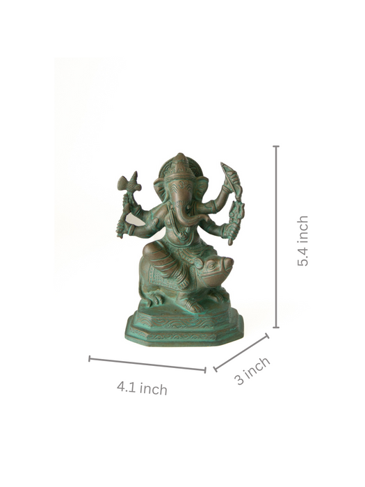 Lord Ganesha Brass Idol Sitting on Mushak