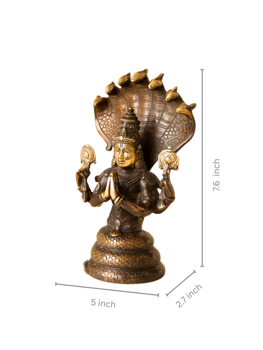 Panchmuki Nag Vishnu Brass Idol