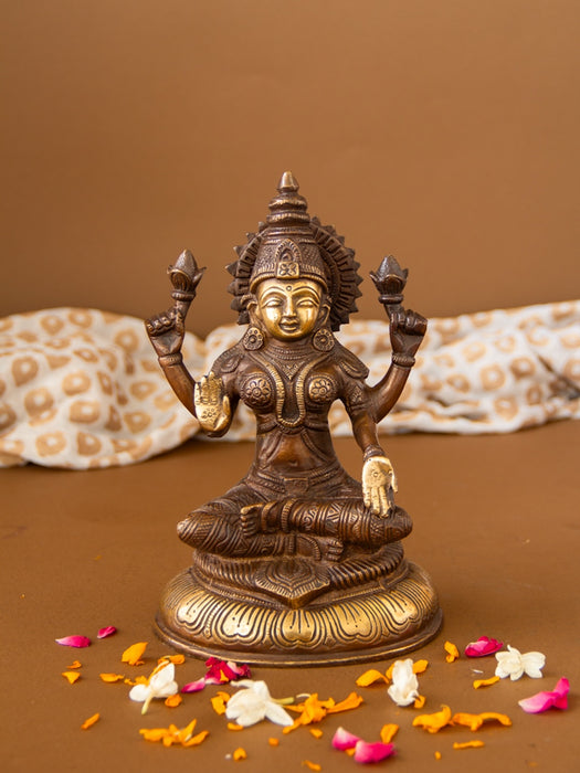 Goddess Lakshmi Brass Idol