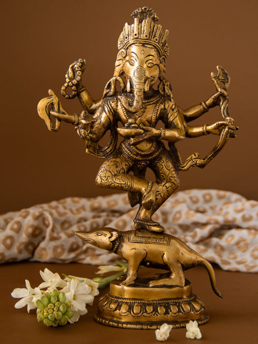 Dancing Lord Ganesha  Brass Idol