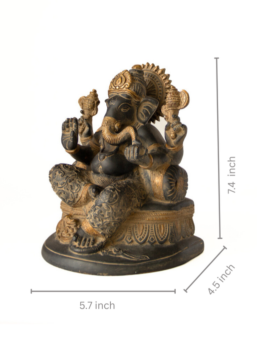 Blessing Ganesha with Mushak Brass Idol