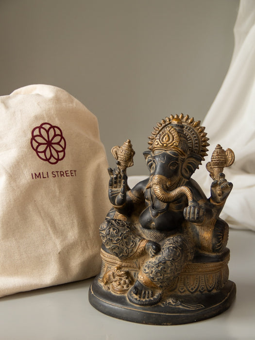 Blessing Ganesha with Mushak Brass Idol
