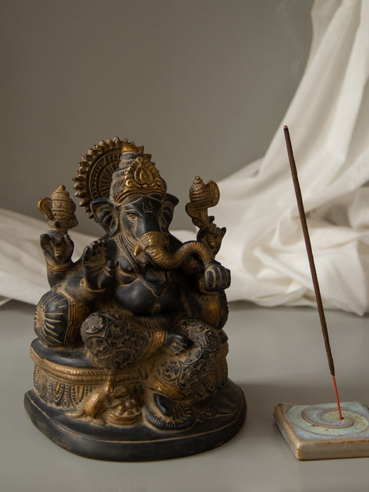 Blessing Ganesha with Mushak Brass Idol