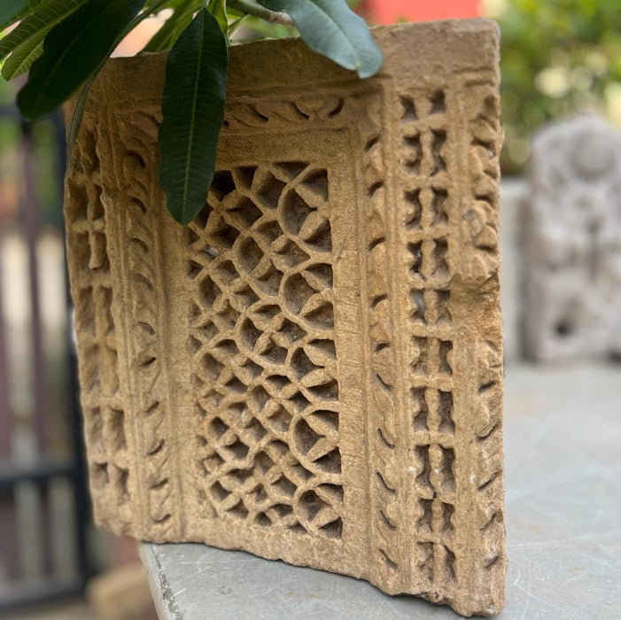 Nakaashi 12 : Large Vintage Stone Jalli Panel with intricate carvings