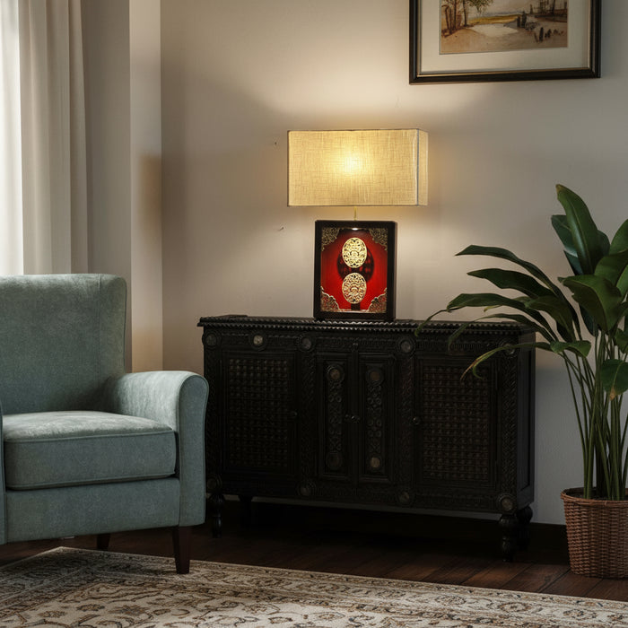 Vintage Brass Motif Lamp – Artistic Heritage Glow : Noor 43