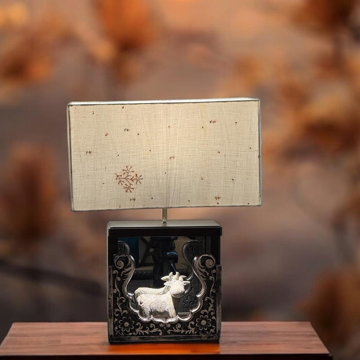 Carved wooden lamp : Noor 12 ( Shade Included)