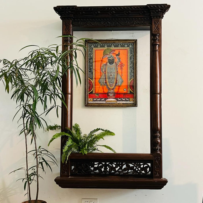 Shrinathji 2 :  Jewel Coloured Pichwai Print ( 26" , framed )