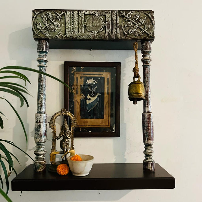 Shrinathji 5 : Vintage Pichwai Painting featuring the ratri shringhaar (14 imches, framed )
