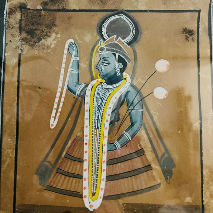 Prichwai Krishna Painting : Vintage Pichwai Sri Krishna painting in a classic style (12 inches, framed)