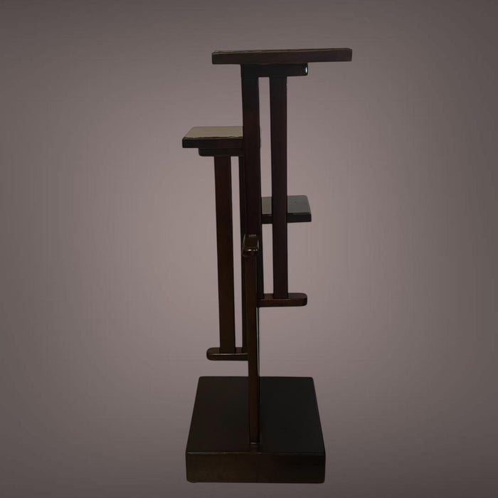 Teak Wood Three-Level Pedestal – Artistic & Functional : Ruhana 9