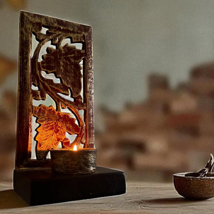 Kashmiri Jali Tea Light Holder – Distressed Elegance